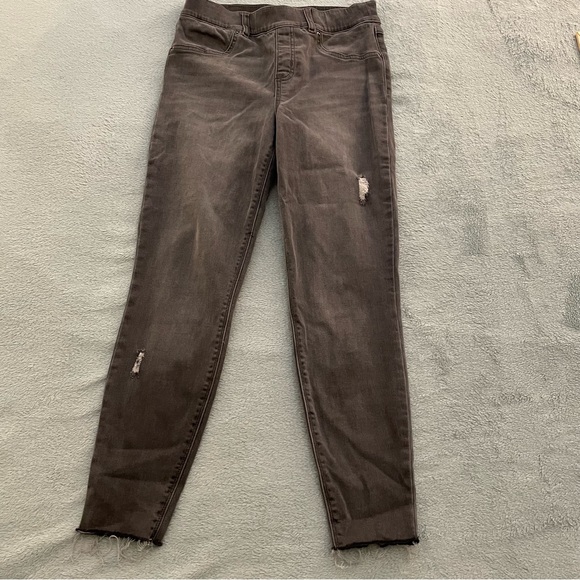 Spanx Jeans Vintage Grey Distressed Ankle Skinny Medium Pull On - Picture 6 of 12